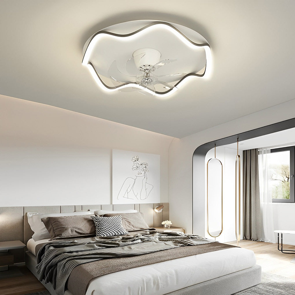 Modern 20 Inch Bladeless Ceiling Fan with 360 Degree Oscillating LED Light and Remote Control