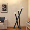 Modern 3 Light Metal Stick Standing Lamp with Glass Shades and Dimmable Switch