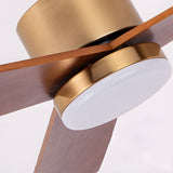 Modern 3 Blade Solid Walnut Wood Ceiling Fan with LED Light and 6 Speed Remote Control