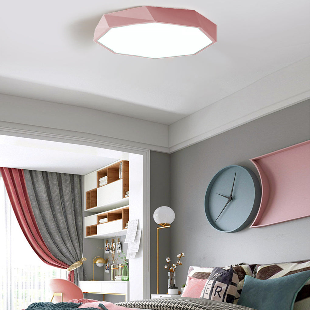 Modern Geometric LED Flush Mount Ceiling Light for Bedroom and Kitchen Dimmable Fixture