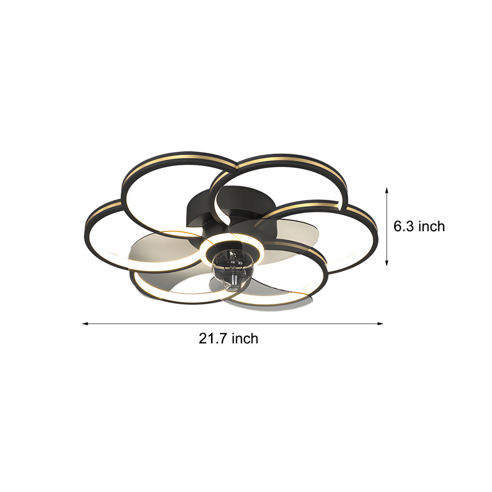 Modern Flower Shaped Silent LED Ceiling Fan with 3 Color Dimming Light