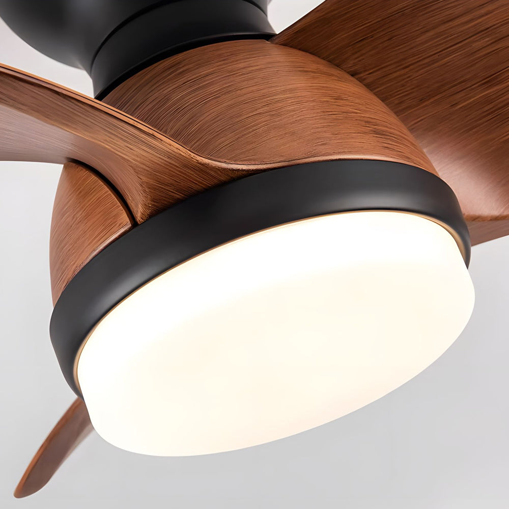 Modern Low Profile Flush Mount Ceiling Fan with LED Light and Remote Control for Small Rooms