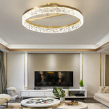 60W Modern Gold Round LED Ceiling Light Minimalist Flush Mount Lighting Fixture