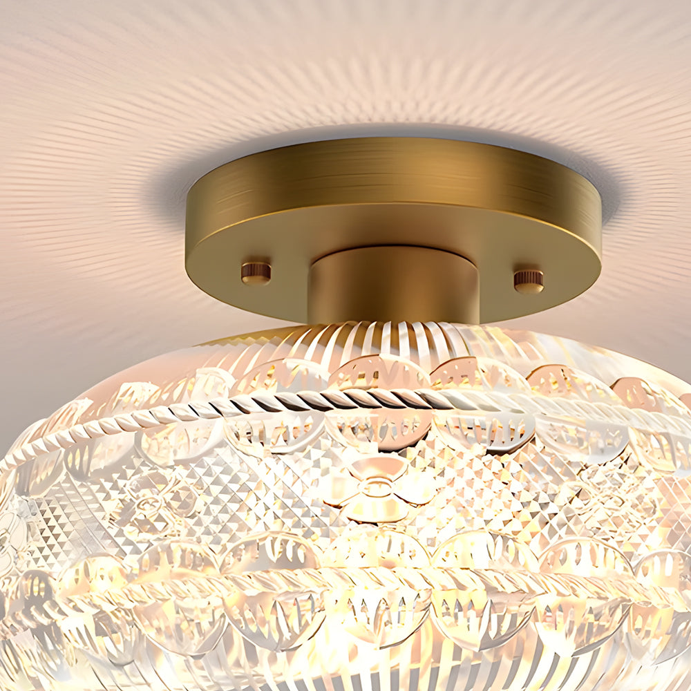 Modern American Style Acrylic Lantern Ceiling Light with Matte Metal Frame and Intricate Pattern Shade