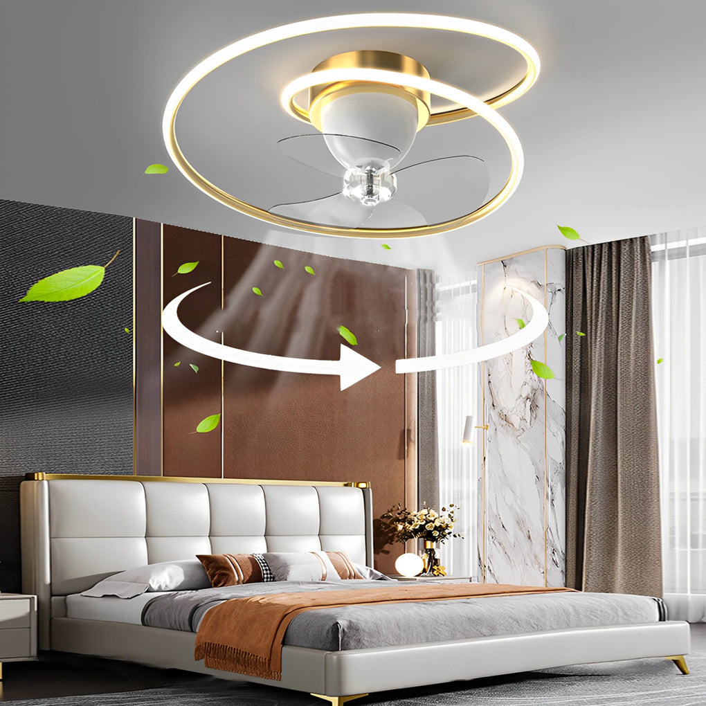 20 Inch Modern LED Ceiling Fan with 360 Degree Rotation Smart Dimmable Light for Bedroom