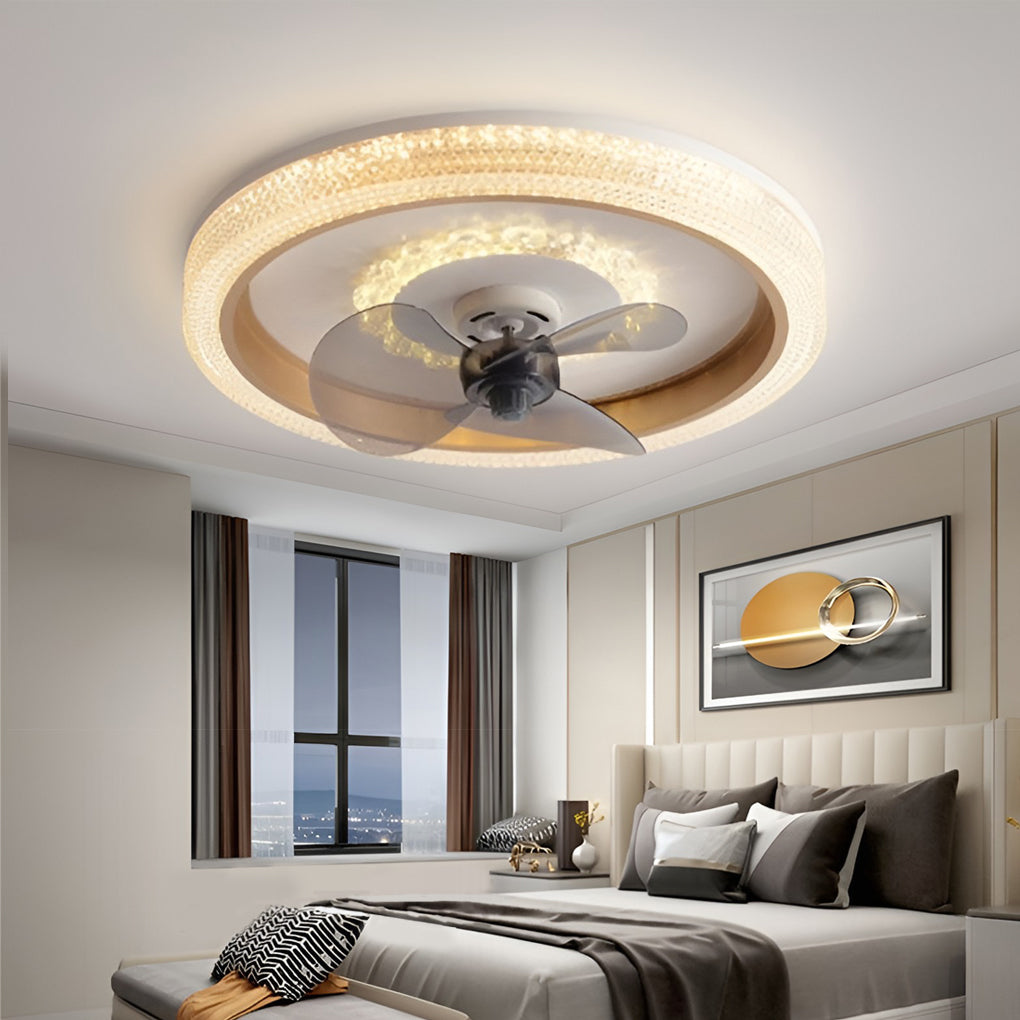Modern Dimmable LED Ceiling Fan with 360 Degree Rotation and Remote Control for Bedroom