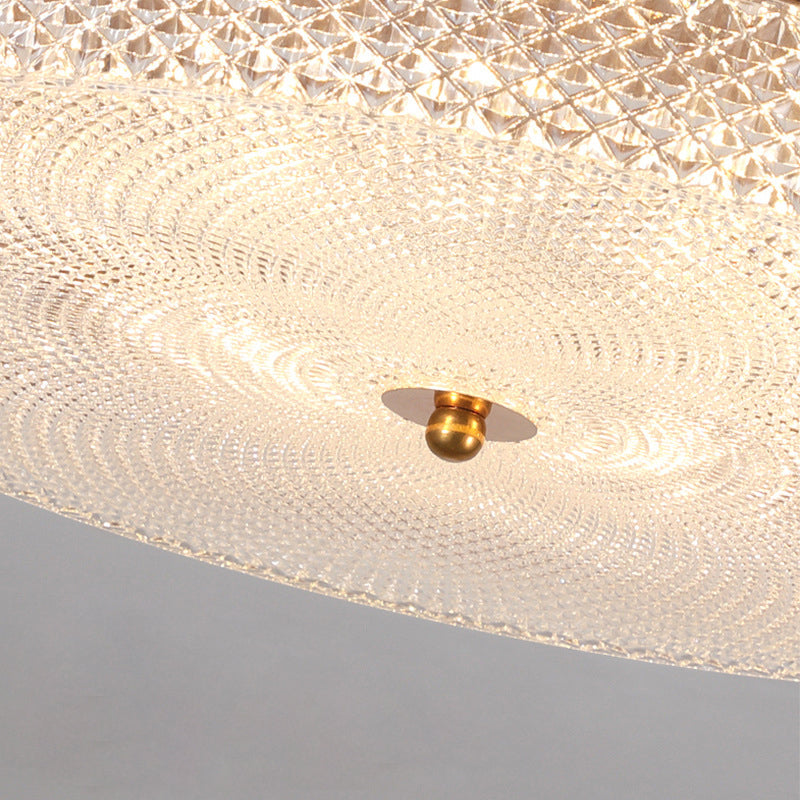 Retro Walnut Finish Round LED Flush Mount Ceiling Light Dimmable with Remote Control
