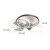 Modern Low Profile LED Ceiling Fan Silent Flush Mount 3 Color Dimming Light