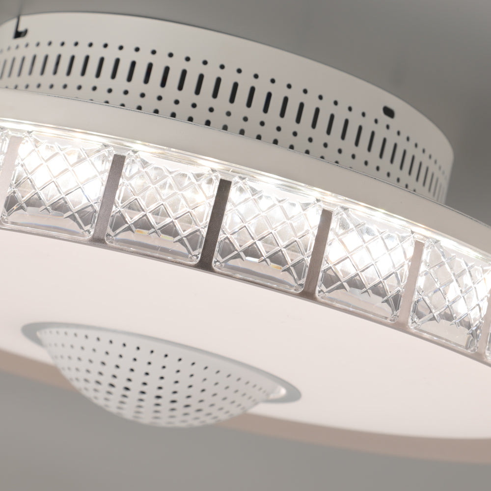 Modern 20 Inch Flush Mount Bladeless Ceiling Fan with Integrated LED Lighting and Remote Control