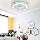 Modern 19.7 Inch Low Profile Bladeless Ceiling Fan with Dimmable LED Light and Remote Control
