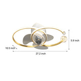 Modern 2 Ring LED Ceiling Fan with 3 Color Dimming for Bedroom Living Room Black and Gold