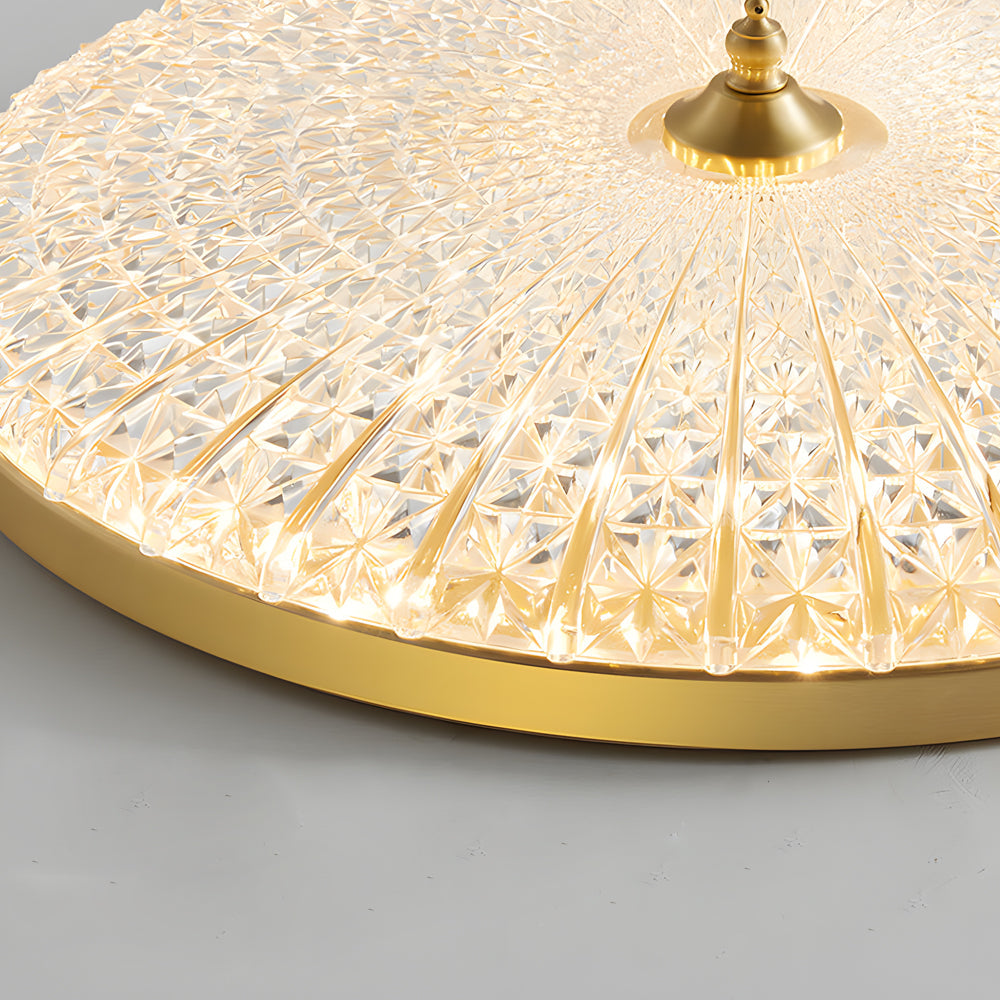 Modern Round Sparkle Glass LED Ceiling Light with Copper Frame and Adjustable Color Temperature
