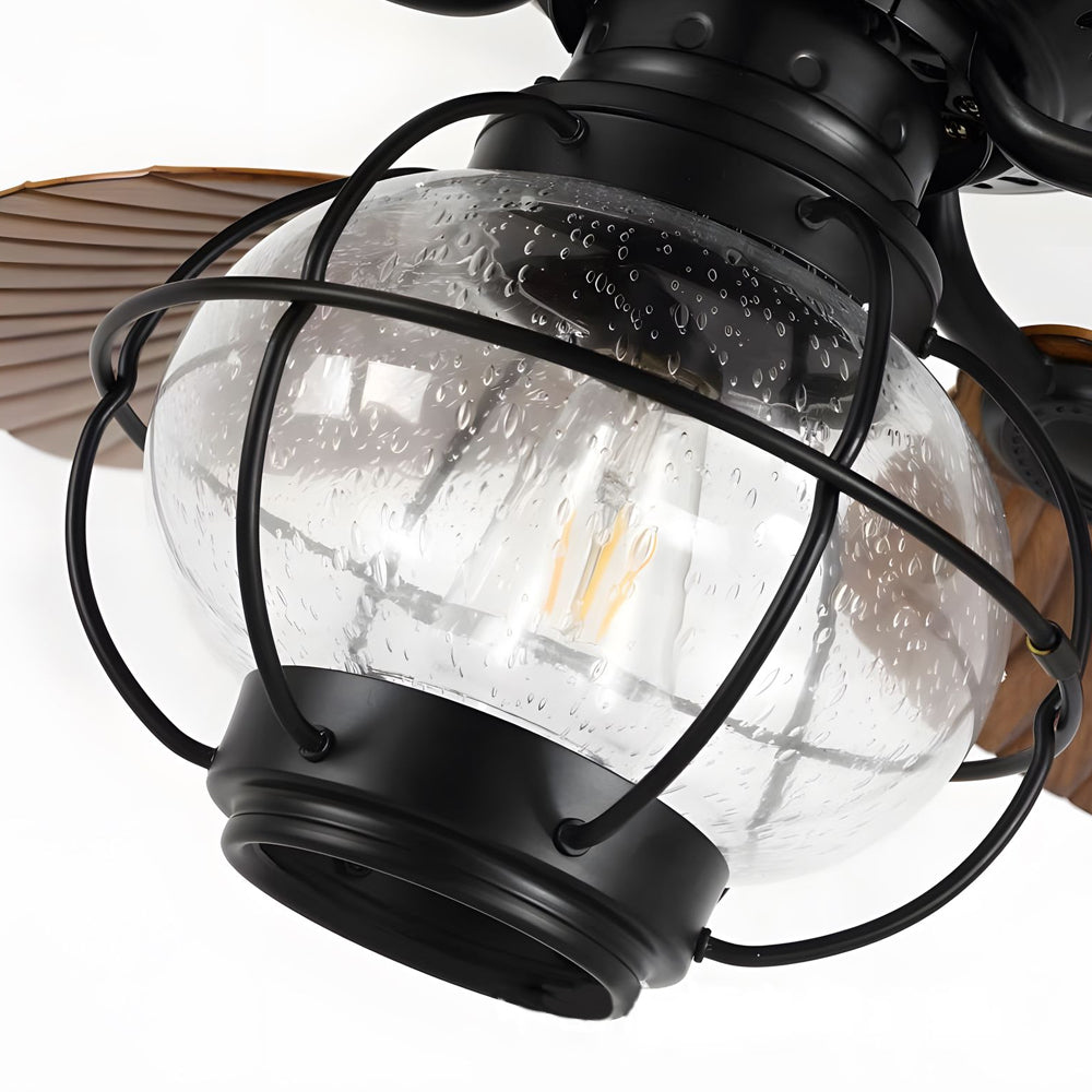 Tropical Palm Leaf Reversible Ceiling Fan with LED Light and Remote Control in Vintage Brown 42 52 Inch