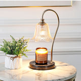 Modern Nordic Floral Glass Table Lamp with Integrated Cup Holder and Dimmable LED Light