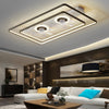 Modern Rectangular Bladeless Ceiling Fan with LED Light and Dual Internal Fans for Living Room