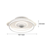 Modern Smart Bladeless Ceiling Fan with Dimmable LED Light and Air Sterilization Filter in White