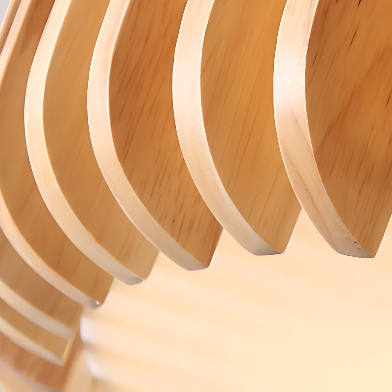 Modern Round Wooden LED Ceiling Light for Bedroom with 3 Step Color Dimming