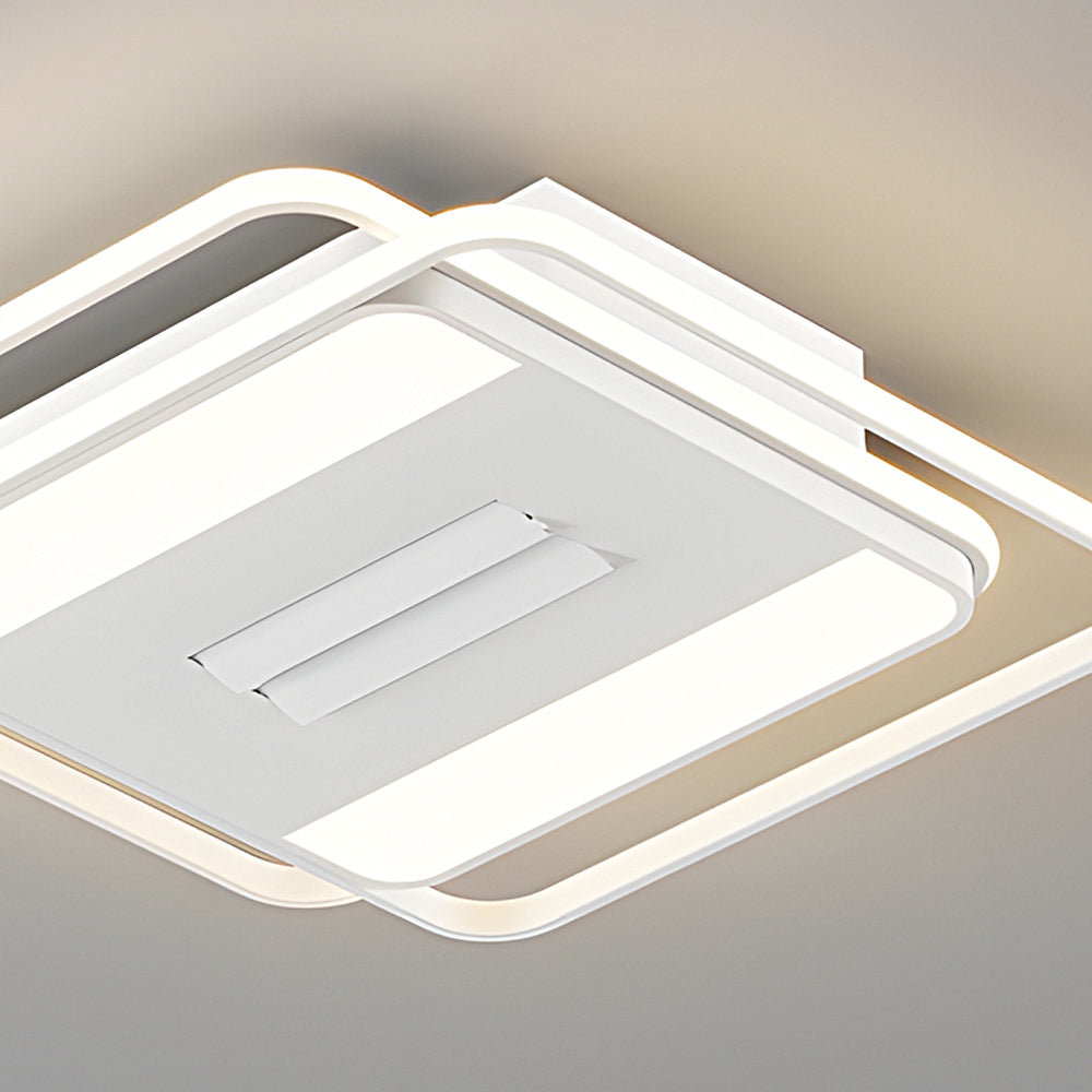 Modern White Bladeless Ceiling Fan with Dimmable LED Light and Remote Square Round Designs