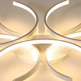 Modern Semi Circle Flower LED Ceiling Light Dimmable White Aluminum Flush Mount Fixture