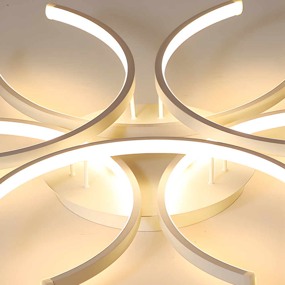 Modern Semi Circle Flower LED Ceiling Light Dimmable White Aluminum Flush Mount Fixture