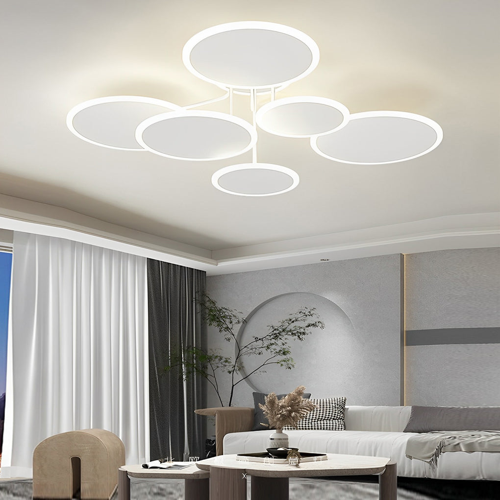 Modern Nordic Round LED Flush Mount Ceiling Light Matte White Finish with 3 Step Dimming