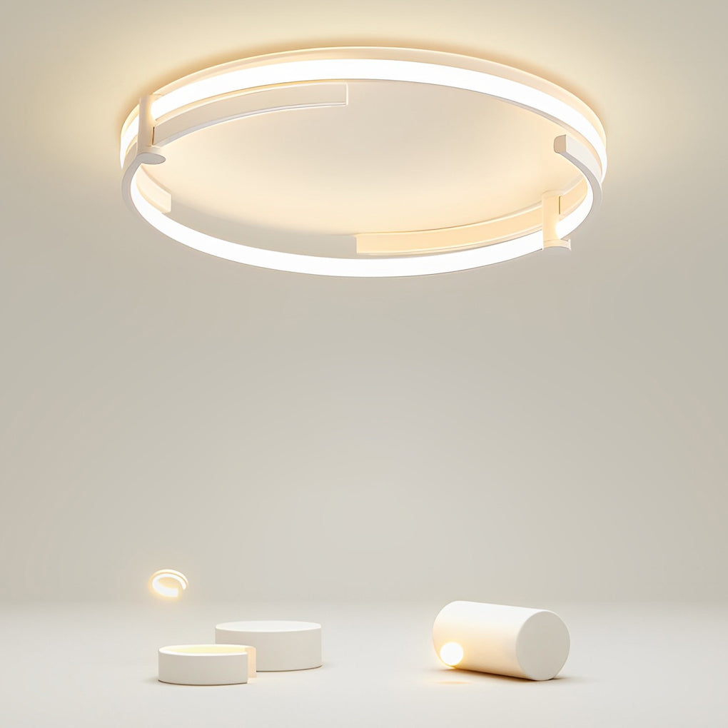 Modern Round LED Flush Mount Ceiling Light with Remote Control Stepless Dimming for Bedroom