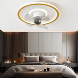 Modern Dimmable LED Ceiling Fan with 360 Degree Rotating Silent Motor and Low Profile Flush Mount Light