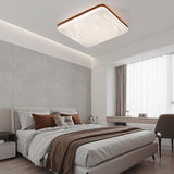 Minimalist Modern Wood LED Flush Mount Ceiling Lamp with 3 Color Dimming Modes