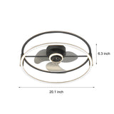 Modern Minimalist Ring LED Bladeless Ceiling Fan with 3 Color Dimming Flush Mount Light