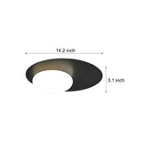Modern Oval LED Flush Mount Ceiling Light with White Glass Shade for Bedroom and Study