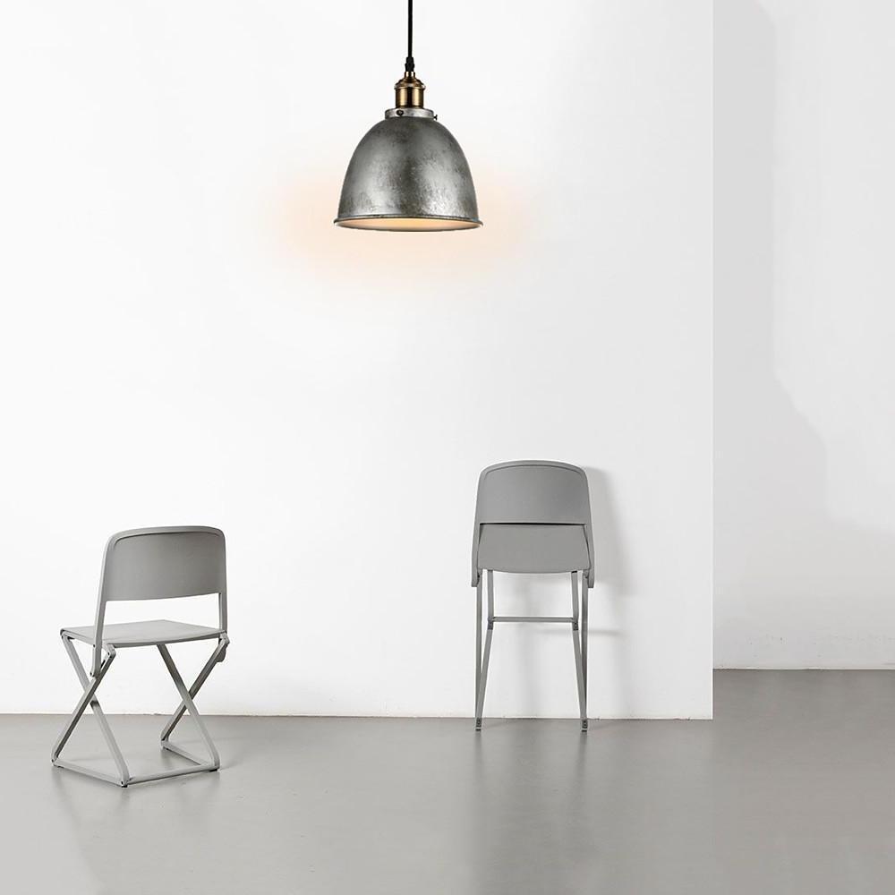 8 Inch White Rustic Dome Pendant Light Bowled Metal Industrial Hanging Lamp for Farmhouse