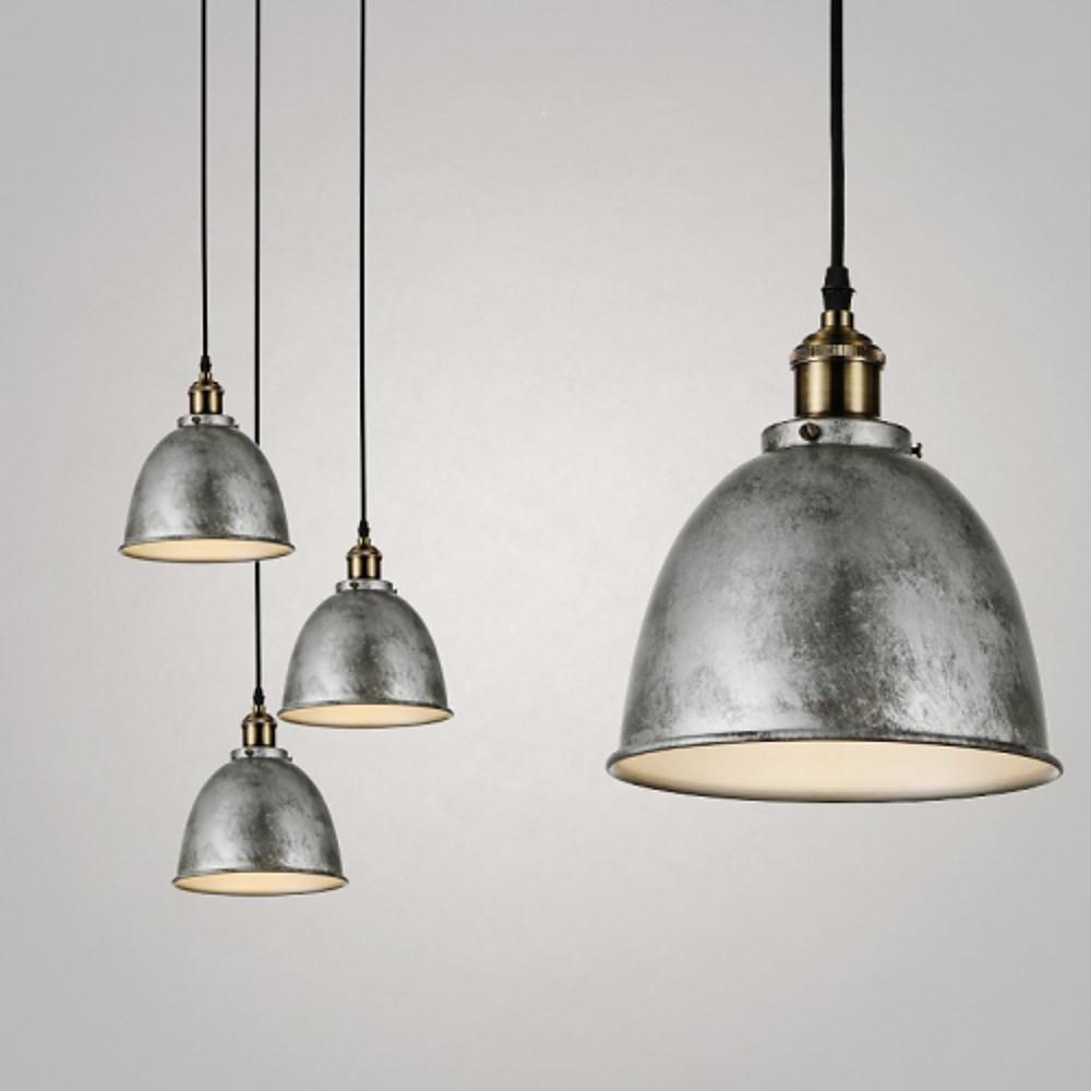 8 Inch White Rustic Dome Pendant Light Bowled Metal Industrial Hanging Lamp for Farmhouse