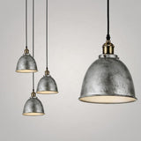 8 Inch White Rustic Dome Pendant Light Bowled Metal Industrial Hanging Lamp for Farmhouse