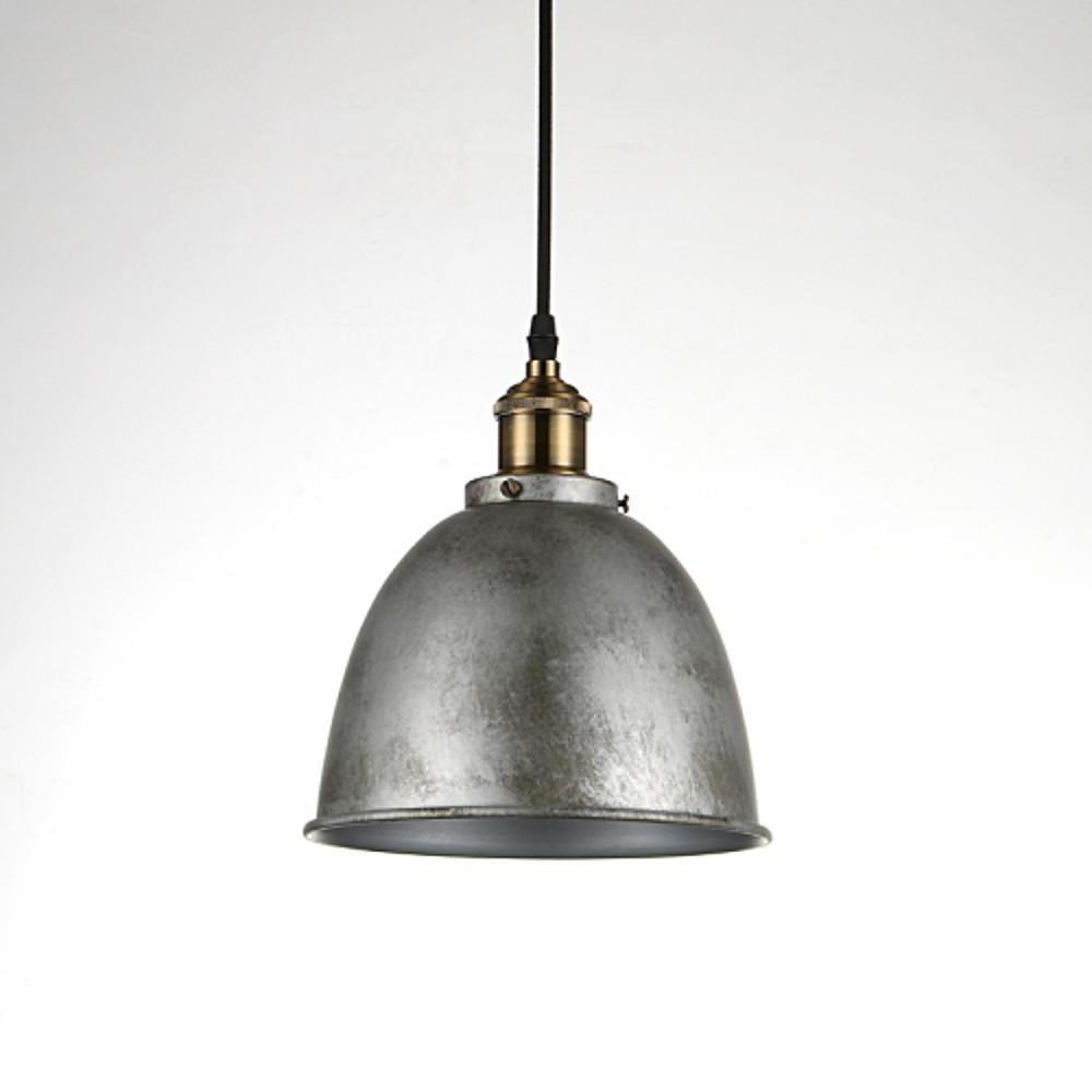 8 Inch White Rustic Dome Pendant Light Bowled Metal Industrial Hanging Lamp for Farmhouse