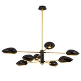 8 Light Modern Black Linear Chandelier with Angled LED Downlights for Kitchen Island and Dining Room