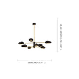 8 Light Modern Black Linear Chandelier with Angled LED Downlights for Kitchen Island and Dining Room