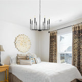 8 Light Modern Industrial Candle Chandelier LED Three Step Dimming Ceiling Fixture for Dining Room