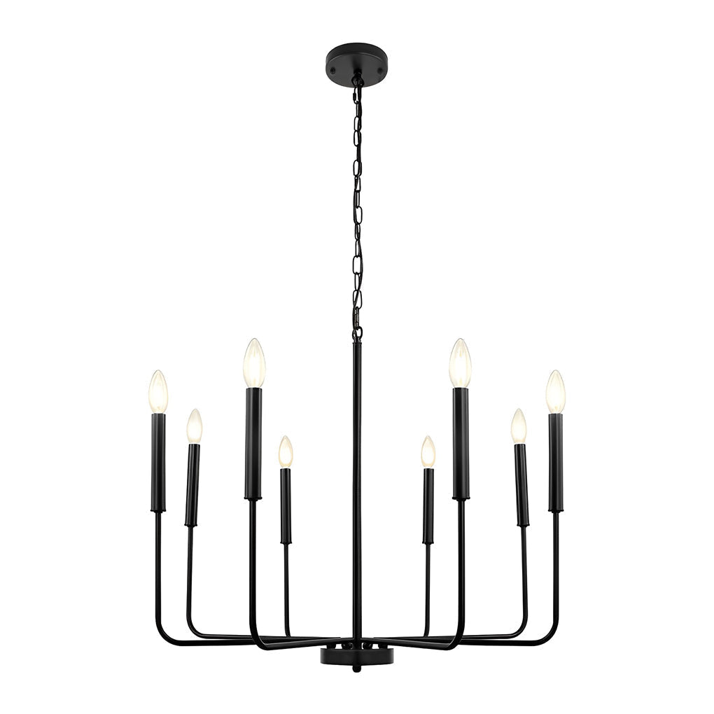 8 Light Modern Industrial Candle Chandelier LED Three Step Dimming Ceiling Fixture for Dining Room