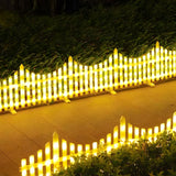 8 Pack Wave Design Solar Powered LED Garden Fence for Outdoor Landscape Decor