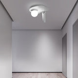Modern Round White LED Ceiling Light Fixture with Rotatable Spotlight 8 Inch