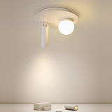 Modern Round White LED Ceiling Light Fixture with Rotatable Spotlight 8 Inch