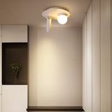 Modern Round White LED Ceiling Light Fixture with Rotatable Spotlight 8 Inch