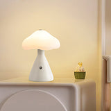 Modern Brushed Metal Mushroom LED Table Lamp with Touch Dimming for Bedroom