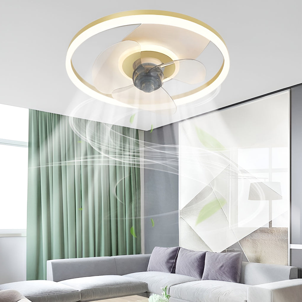 Modern 20 Inch Low Profile Inverter Ceiling Fan Light with Remote Control and Stepless Dimming