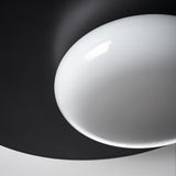 Modern Oval LED Flush Mount Ceiling Light with White Glass Shade for Bedroom and Study