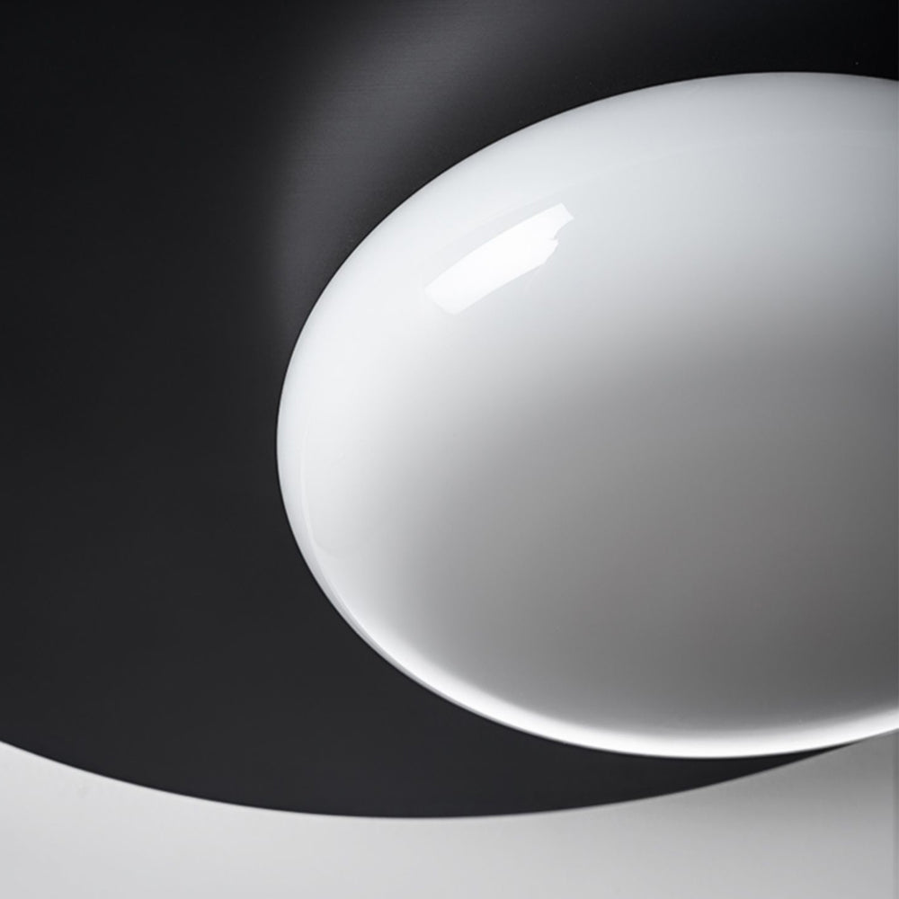 Modern Oval LED Flush Mount Ceiling Light with White Glass Shade for Bedroom and Study