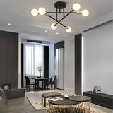 Modern 6 Light Sputnik Semi Flush Mount Ceiling Fixture with Rotatable Iron Arms 22 Inch