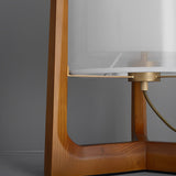 Japanese Style Wood LED Floor Lamp with Double Shade and Natural Finish Standing Light
