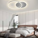Modern 22 Inch Double Ring LED Flush Mount Ceiling Light Fixture for Living Room and Bedroom