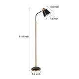 Modern 62 Inch Adjustable Metal Reading Floor Lamp with Rotatable Cone Shade and LED Bulb